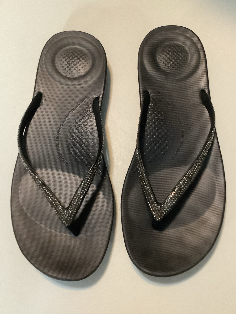 FitFlop Black Jeweled Flip Flop Sandals